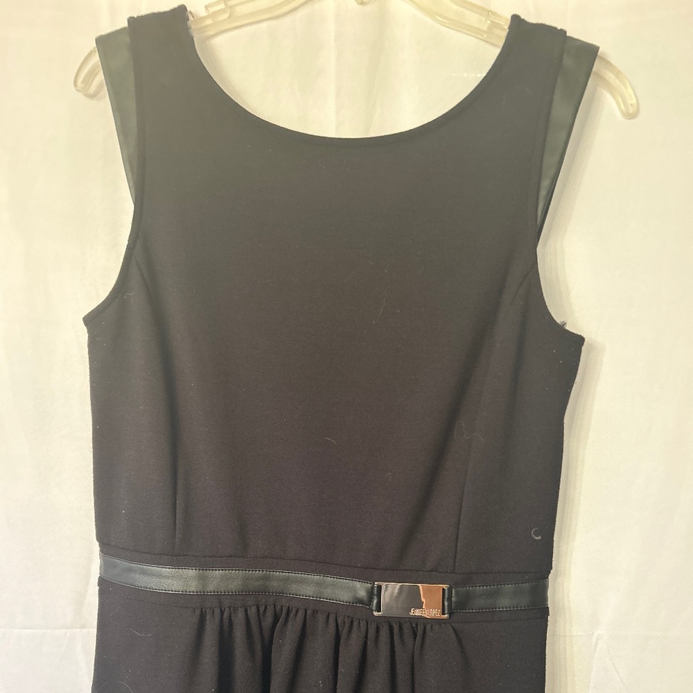 Black dress with leather piping